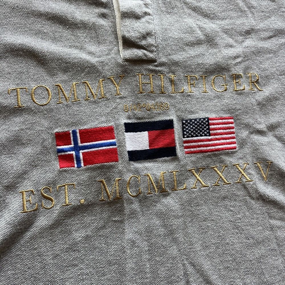 VTG Tommy Hilfiger Short Sleeve Rugby Polo Shirt Mens Small 90s‎ Y2k Flags